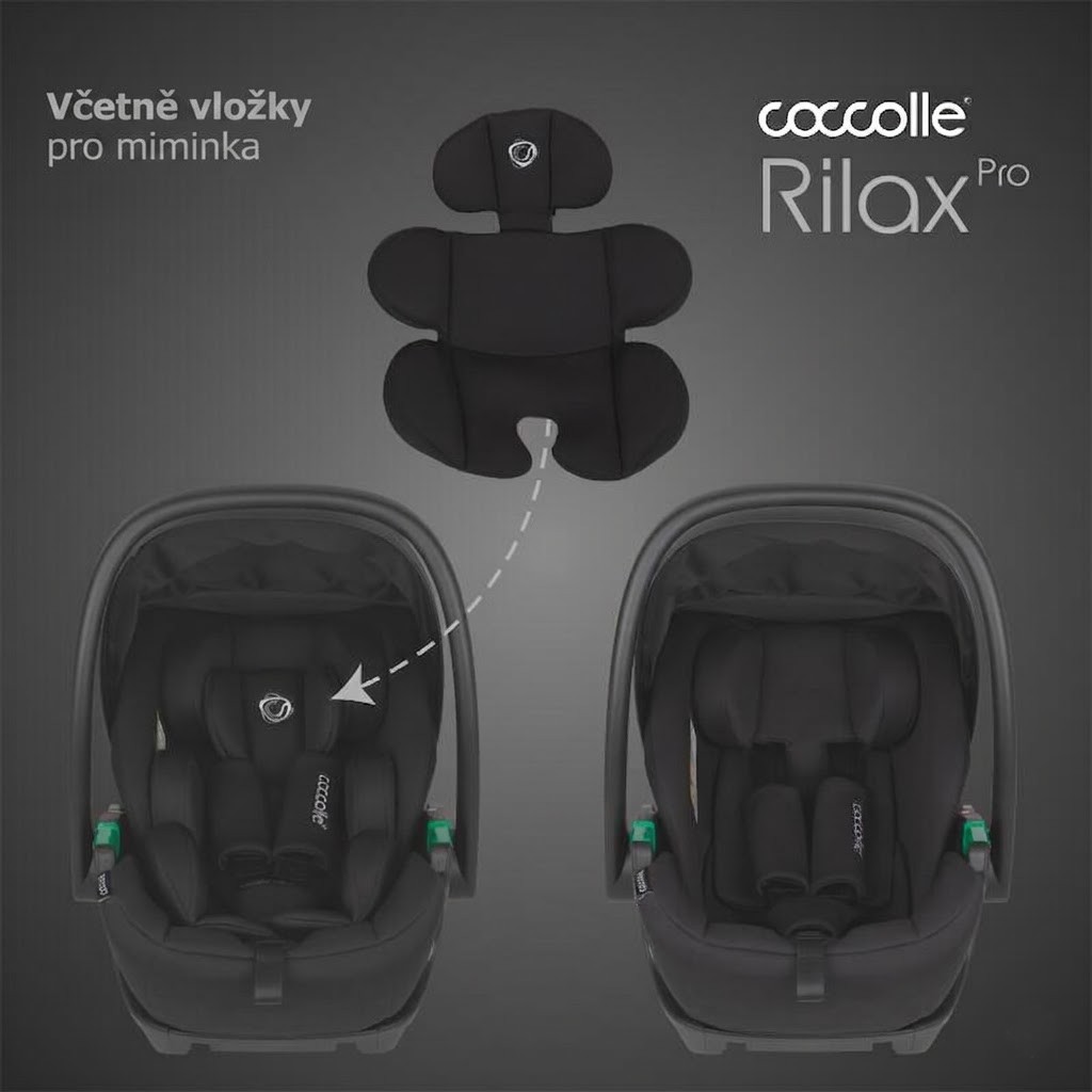 Polohovatelná autosedačka 0-13kg Coccolle Rilax Pro 2v1 i-Size System  jet black