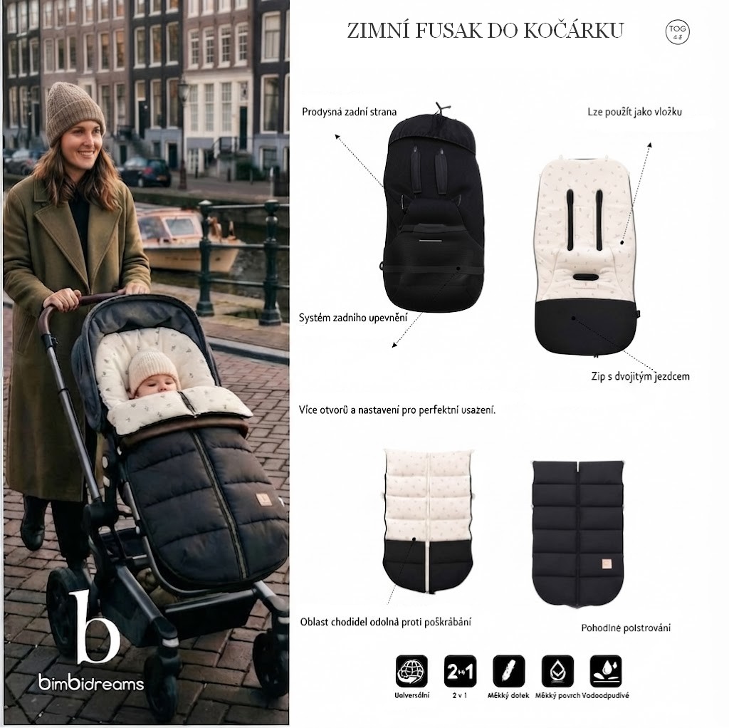 Elegantní zimní fusak BimBi Carro Iria Black