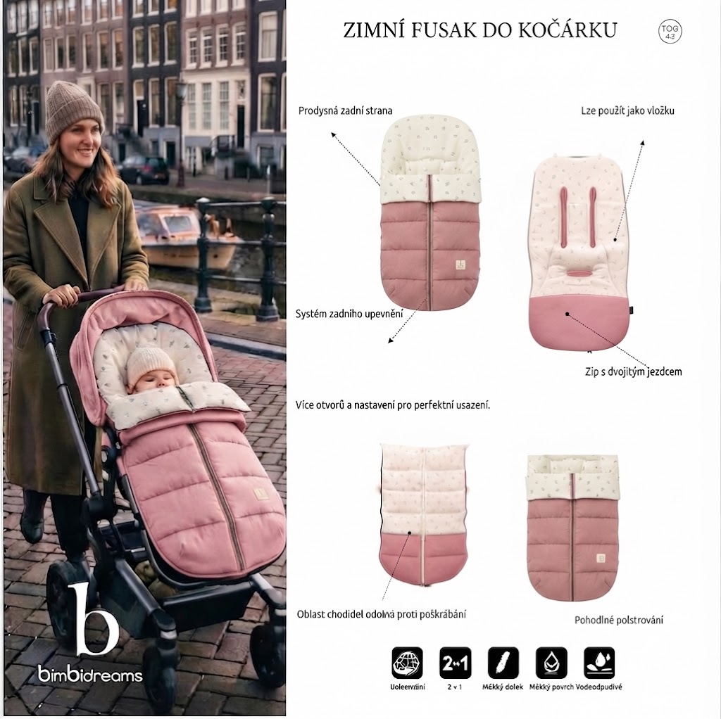 Elegantní zimní fusak BimBi Carro Iria Pink