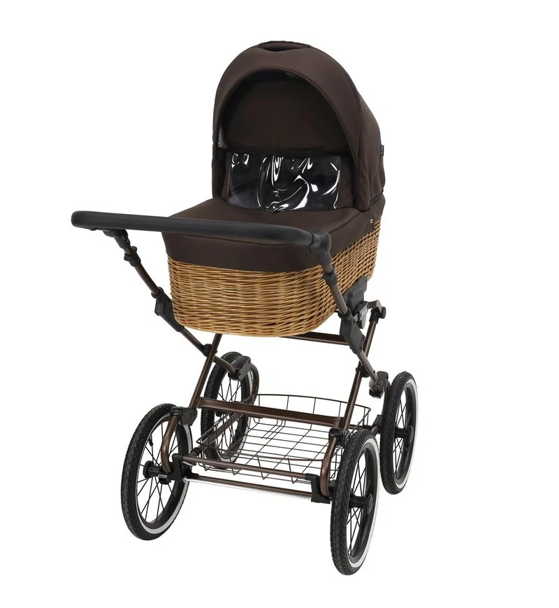 Hluboký retro kočárek ROMANTIC CLASSIC ROM-12 (cappuccino eco kůže)