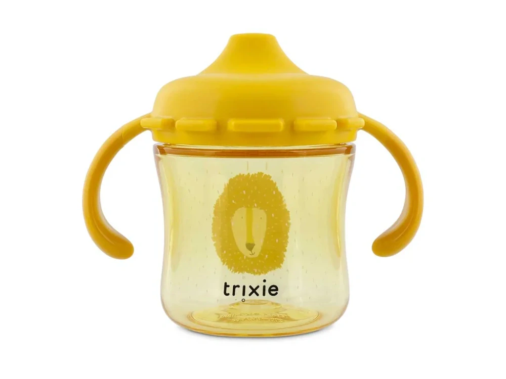 Dětský tritanový hrneček s pítkem Trixie Lvíček (žlutý)