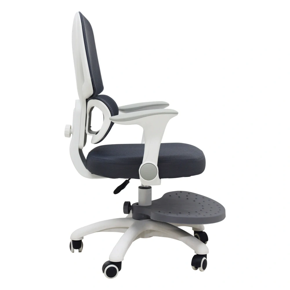 Dětská ergonomická otočná židle k psacímu stolu s podnožkou - šedá