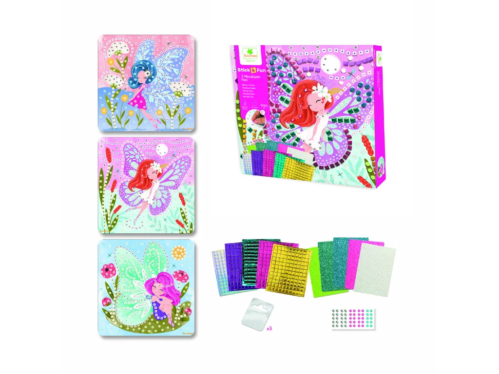 Sycomore Stick & Fun – Třpytivá samolepicí mozaika - Víly (od 5 let)