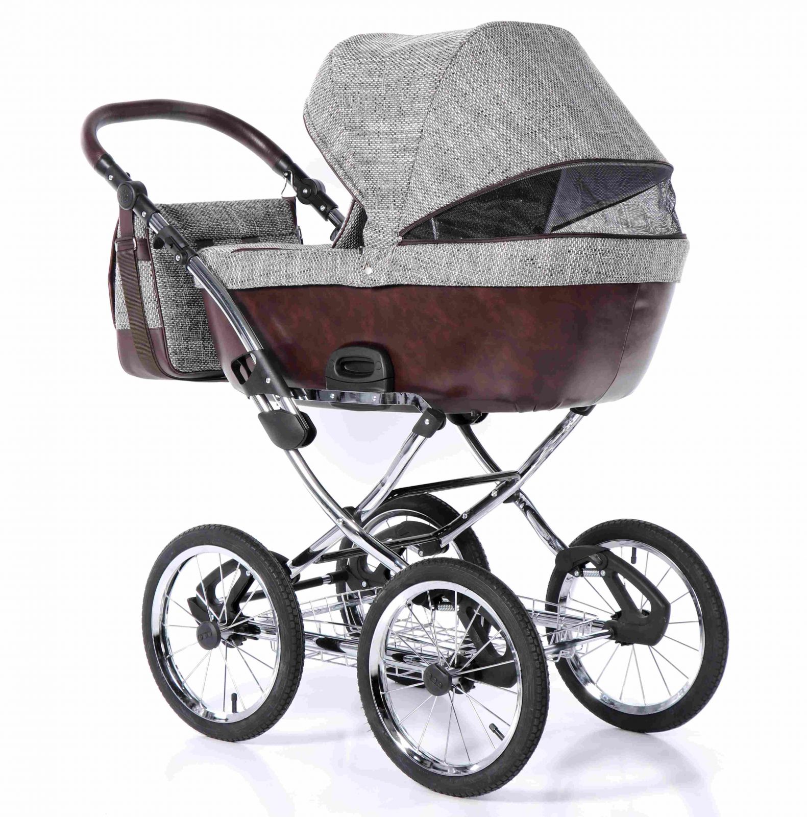 Kombinovaný luxusní kočárek jasmíne Camino Vintage 01CH z italské kůže