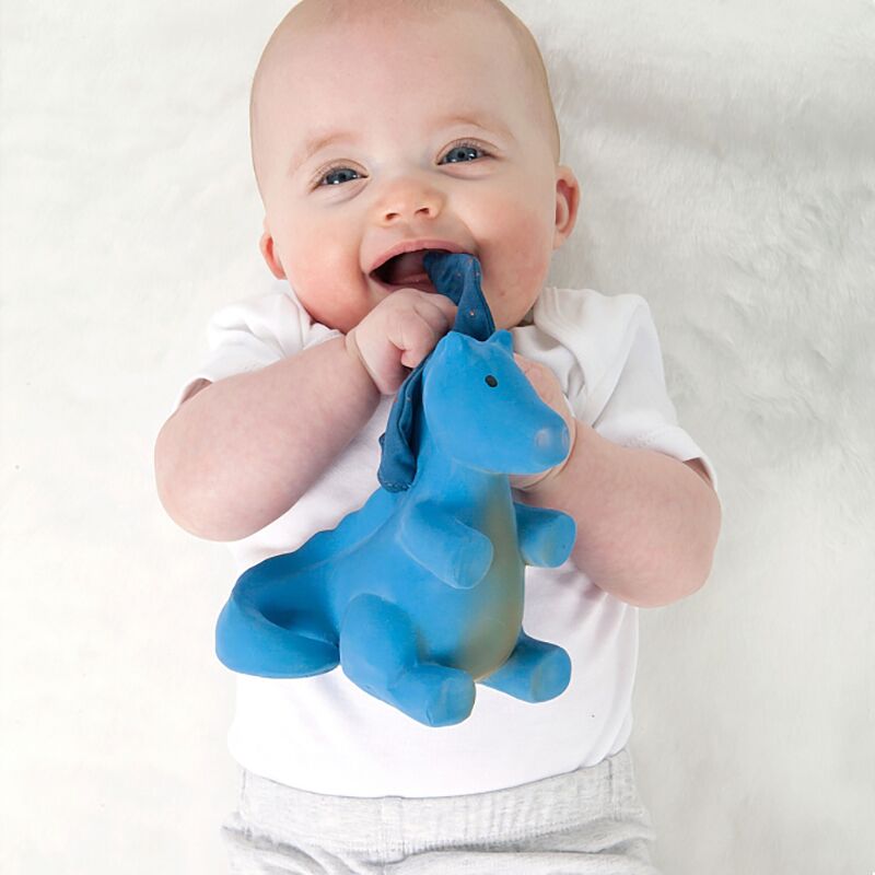 TIKIRI  Dráček modrý z přírodního kaučuku 13cm