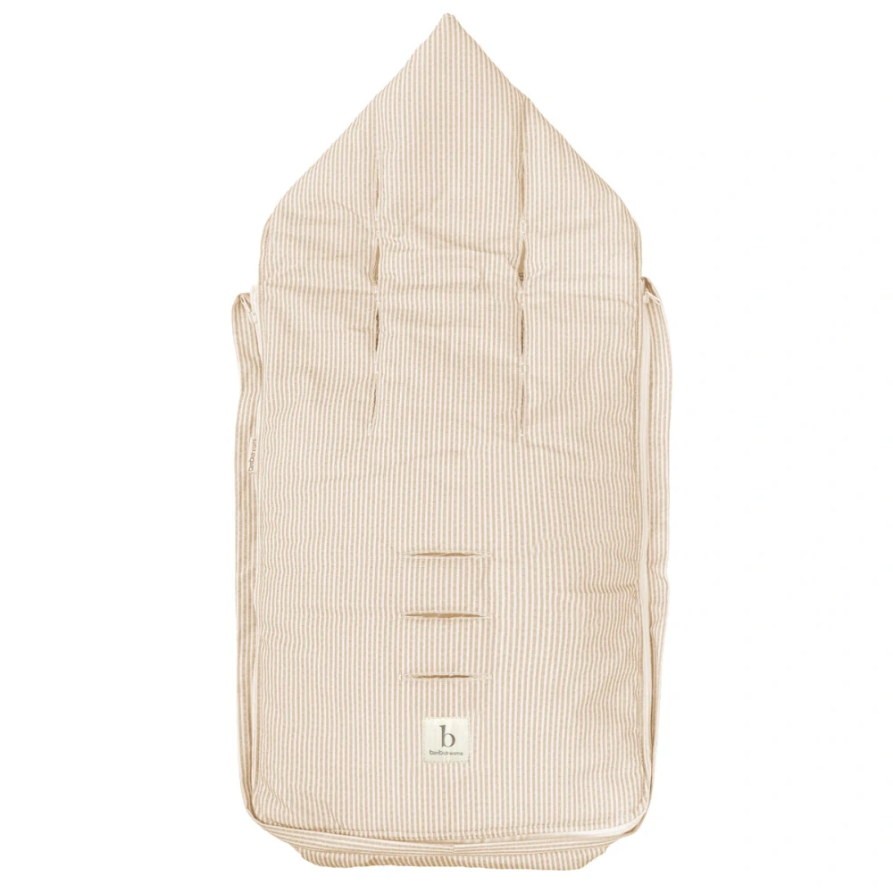 BimbiDreams Luxusní hřejivý fusak do autosedačky 2v1 Vento béžové proužky