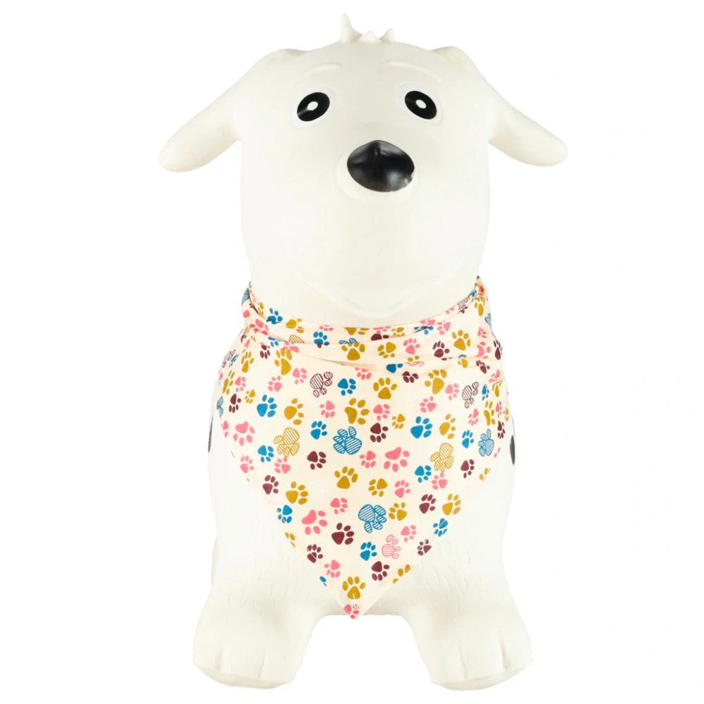 Hopsadlo gumové Pejsek bílý s šátečkem set skákadlo s pumpičkou