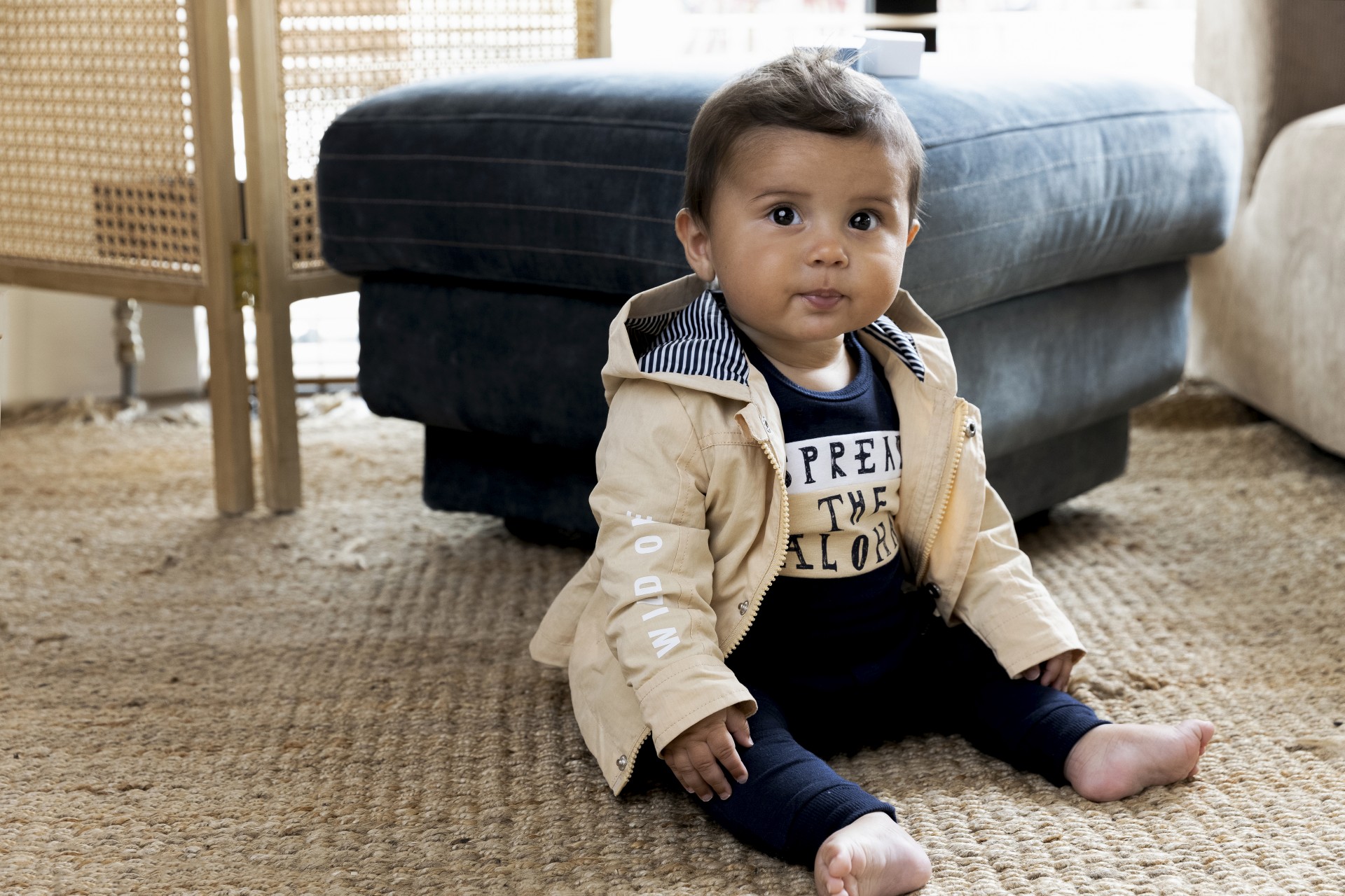 Jarní bunda s kapucí - béžová vel.86