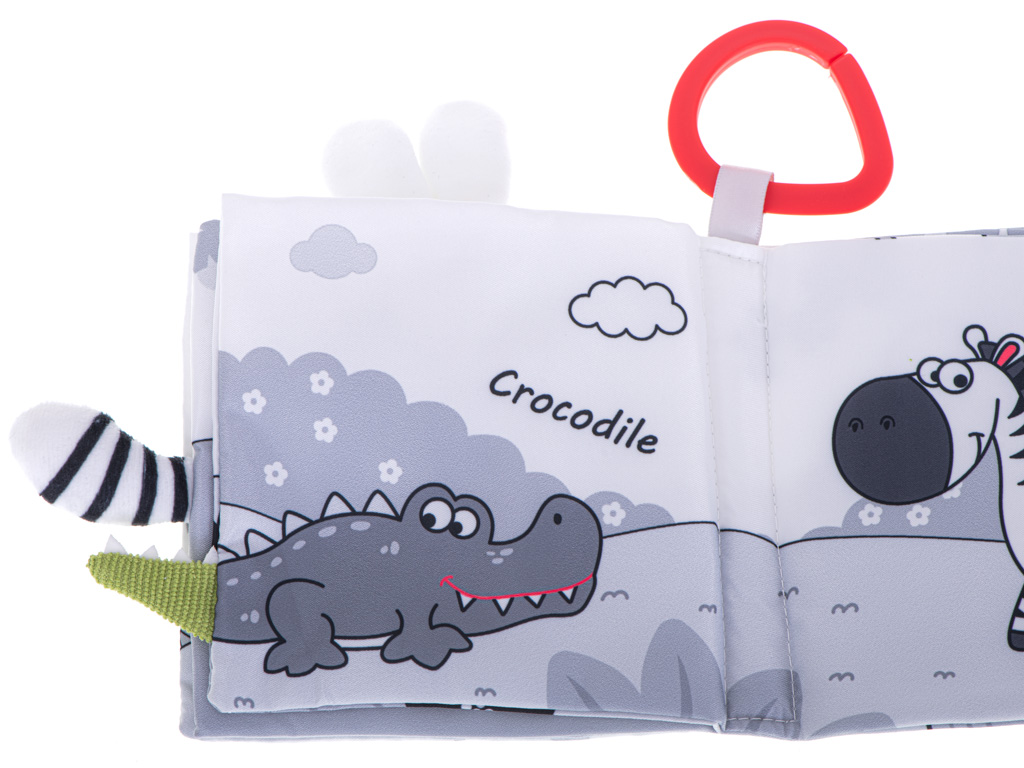 MĚKKÁ TEXTILNÍ SMYSLOVÁ KNIŽKA SE ZVÍŘECÍMI OCÁSKY - SOVIČKA