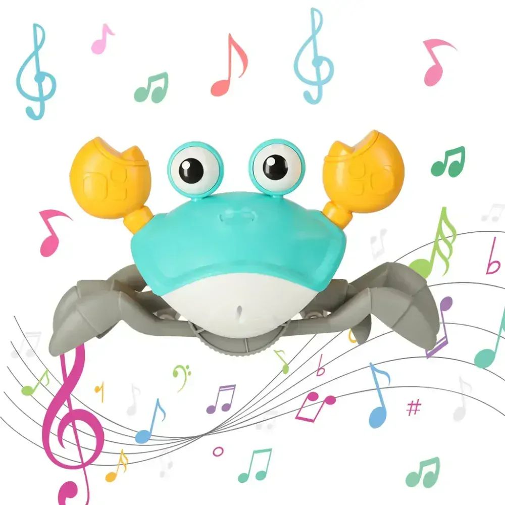 Interaktivní hračka krab  - zeleno-modrý se zvukem a chodící