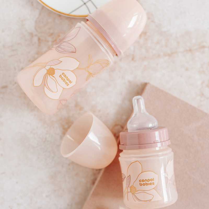 Canpol babies Antikoliková lahev EasyStart GOLD 120ml růžová