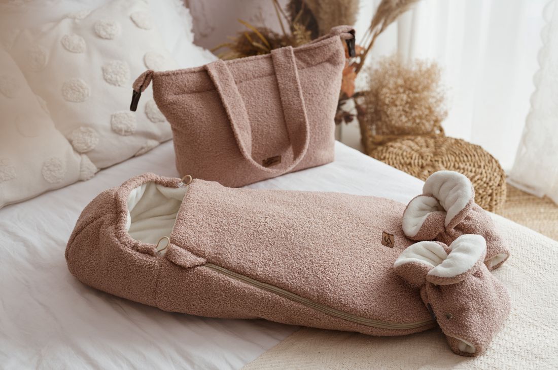 Zimní rukavice na kočárek BOUCLE light beige