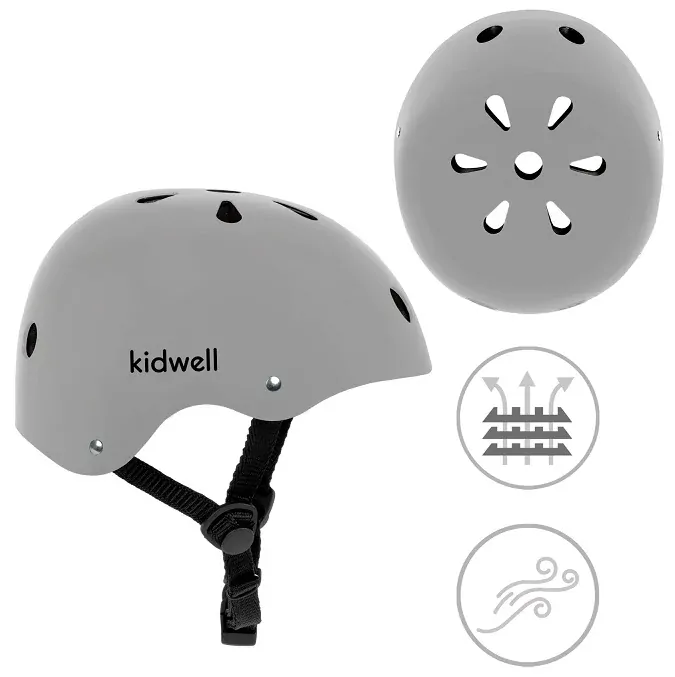 Cyklistická ochranná helma pro děti na kolo, kolečkové brusle a koloběžku vel. S od 48 do 52 cm - šedá grey KIDWELL