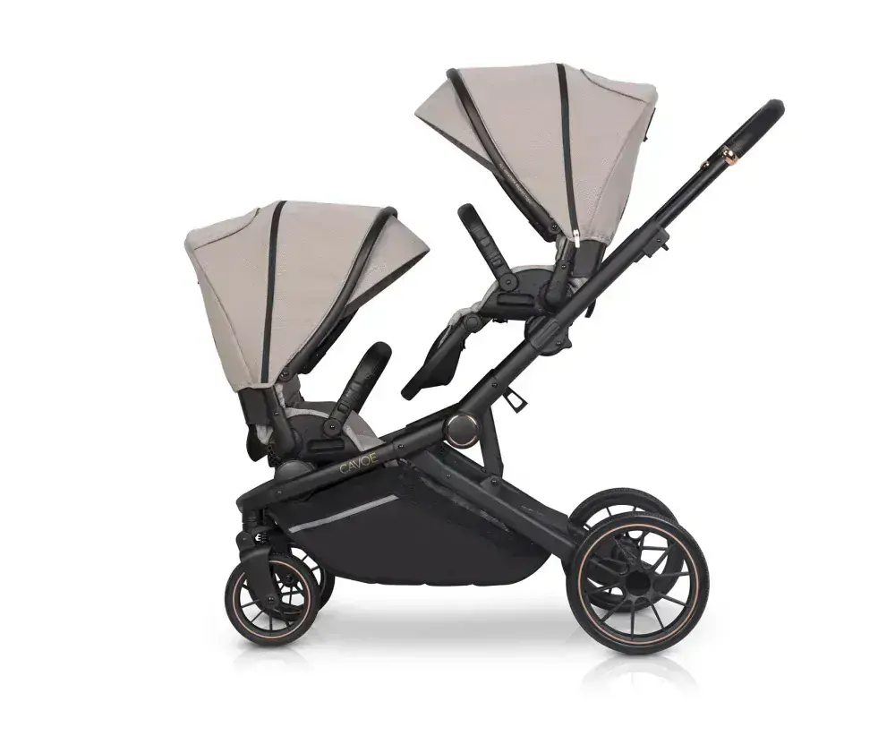Kočárek pro dvojčata sourozenecký CAVOE Avec Taupe