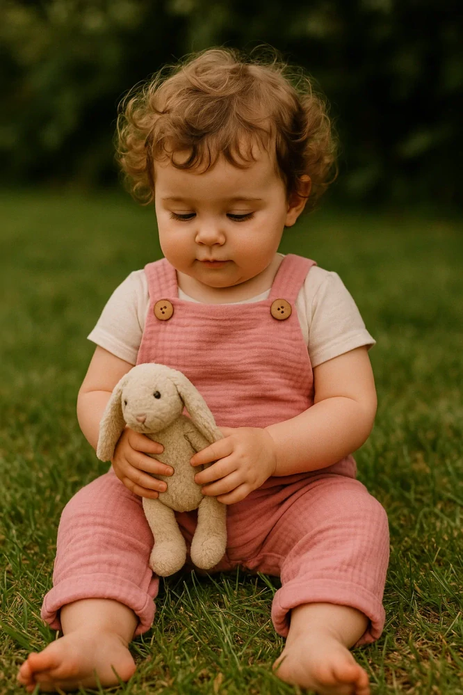 Bavlněné mušelinové kalhoty s laclem růžová