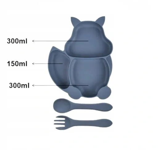 Jídelní silikonová sada 9-dílná pro děti VEVERKA tmavě modrá