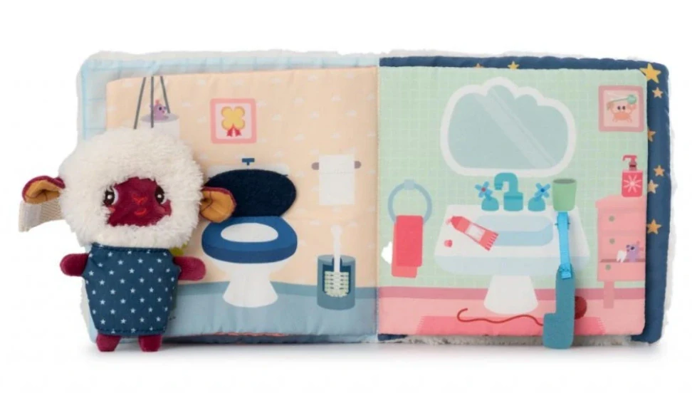 Lilliputiens - textilní knížka s prstovou loutkou - dobrou noc s ovečkou Yvon 