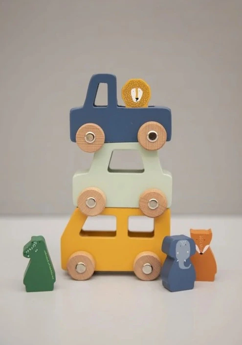 Dřevěný set autíček s pasažéry zvířátka - Trixie 