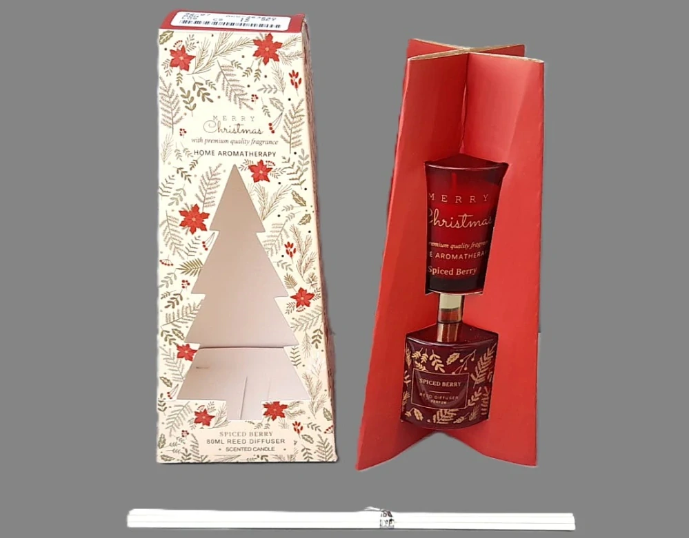 Difuzer + vonná svíčka v dárkovém balení VÁNOČNÍ