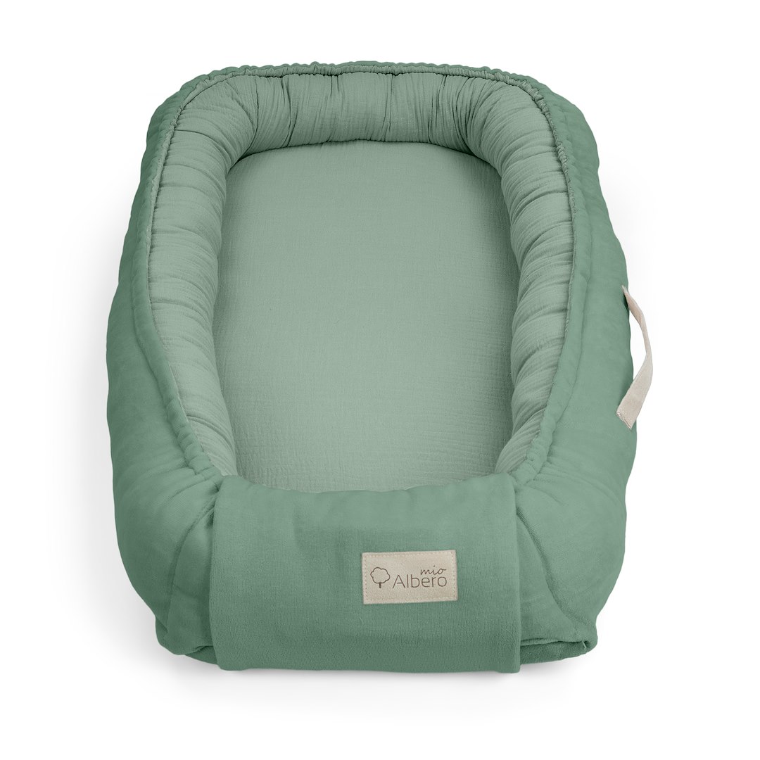 Hnízdečko pro miminko Albero mio mušelím green