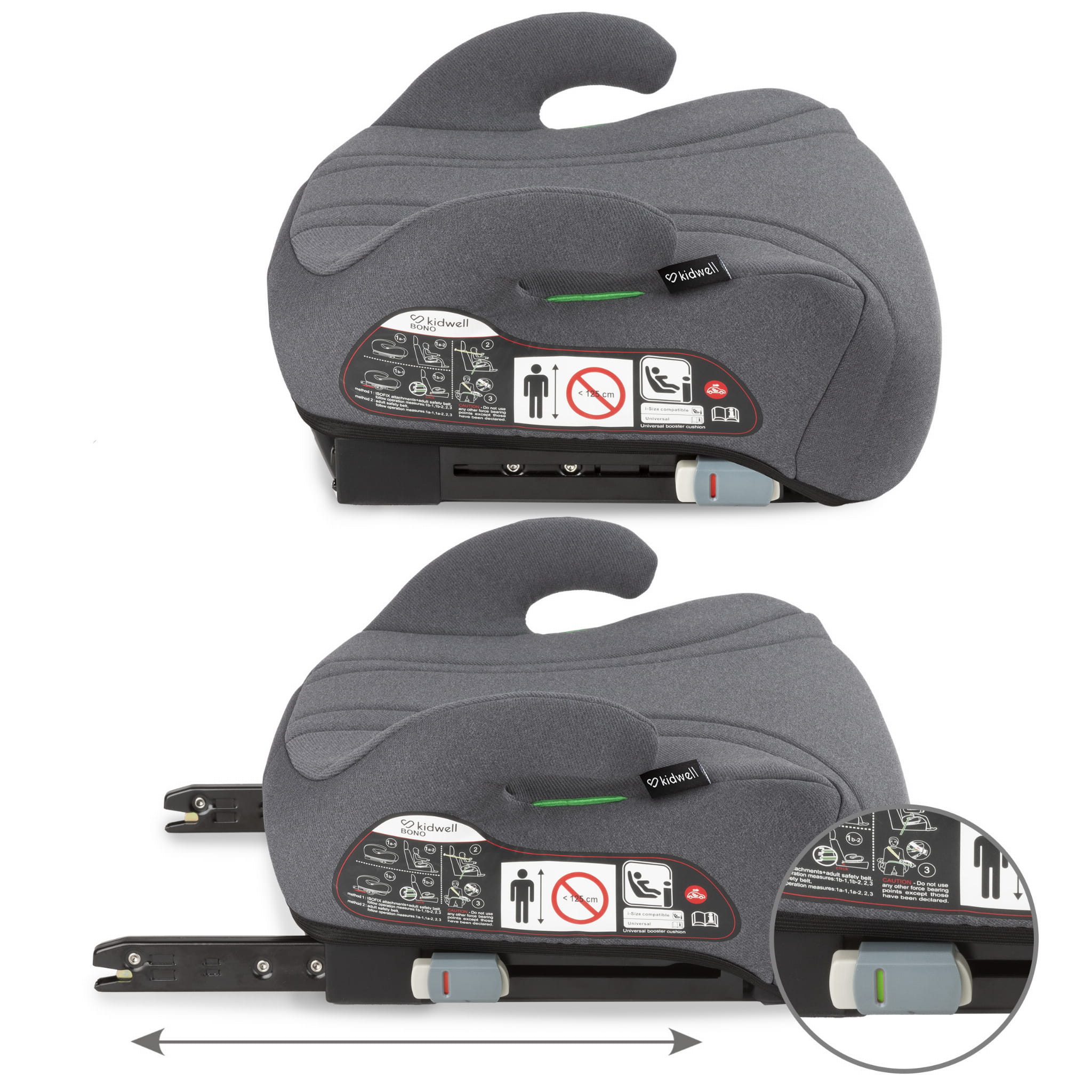 PODSEDÁK S I-SIZE KIDWELL BONO ŠEDÝ s isofixem prostorný a pohodlný