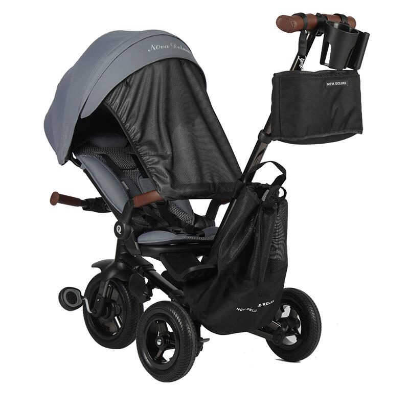 Qplay Nova Deluxe multifunkční skládací tříkolka s příslušenstvím grey