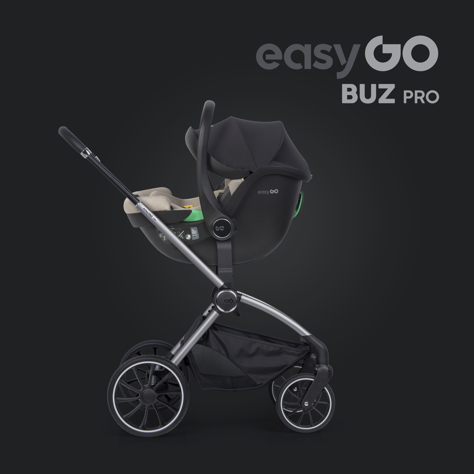 Sada autosedaček EasyGo Buz Pro a Buz Pro Body Taupe 2v1 + otočná báze