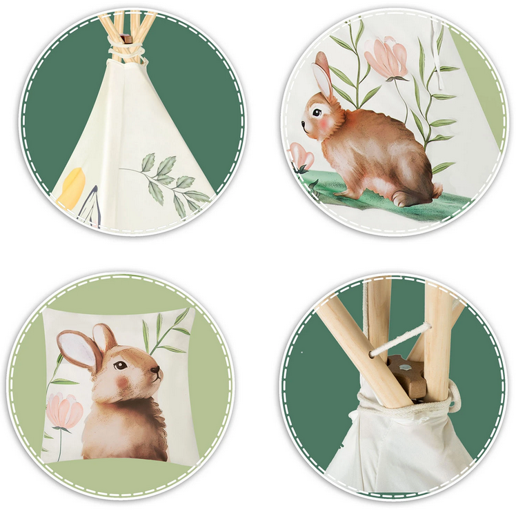 Dětské teepee stan Nukido - Lesní zvířátka