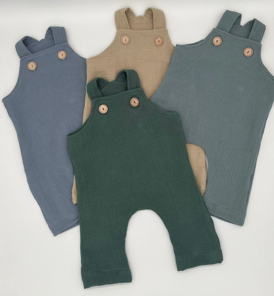 Mušelinové rolovací kalhoty s laclem béžové