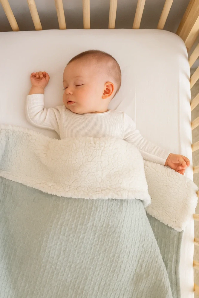 Dárková sada BIMBIDREAMS waffle deka s beránkem + usínáček Králíček šalvějová