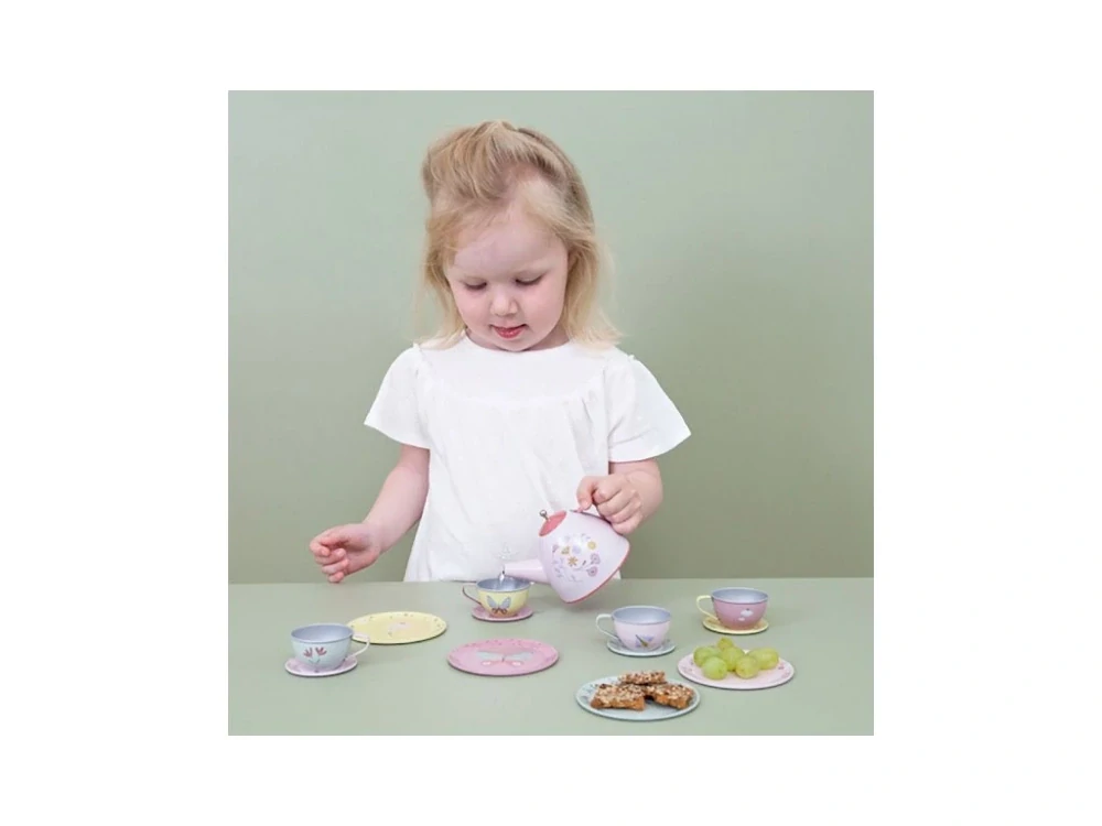 LITTLE DUTCH Čajový plechový set Čajový set Květiny a motýli  