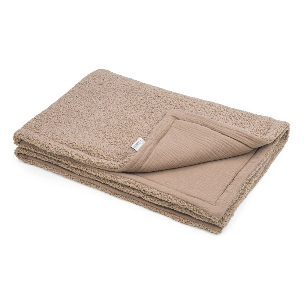 Dětská luxusní vyteplená deka Cotton Muslin & Bouclé karamelová
