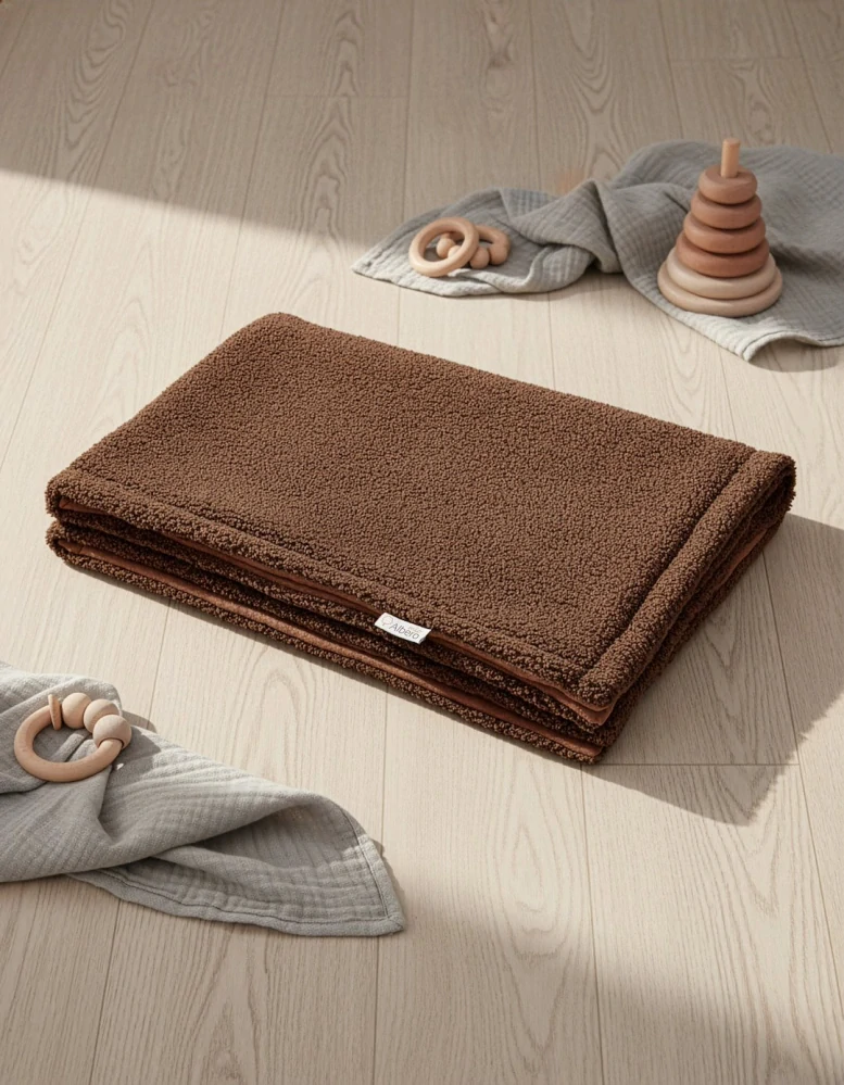 Dětská luxusní vyteplená deka Cotton Muslin & Bouclé hnědá