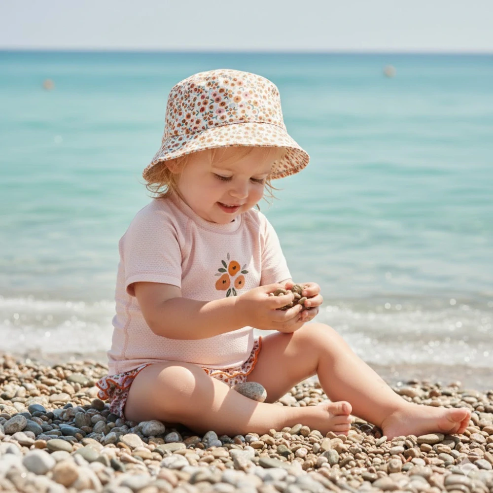 Sada Plavky a Klobouček BimBidreams Formentera s UPF50+ (květinový vzor) 3-9m