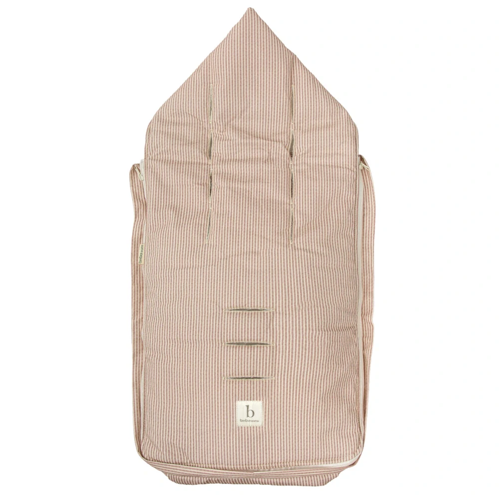 BimbiDreams Luxusní hřejivý fusak do autosedačky 2v1 Vento terracota proužky