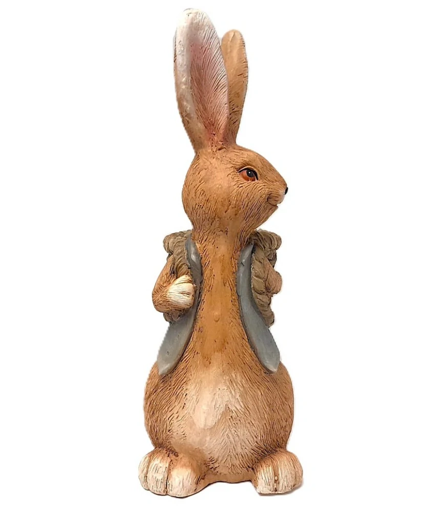 Dekorace Velký hnědý zajíček ve vestě s nůší 55cm