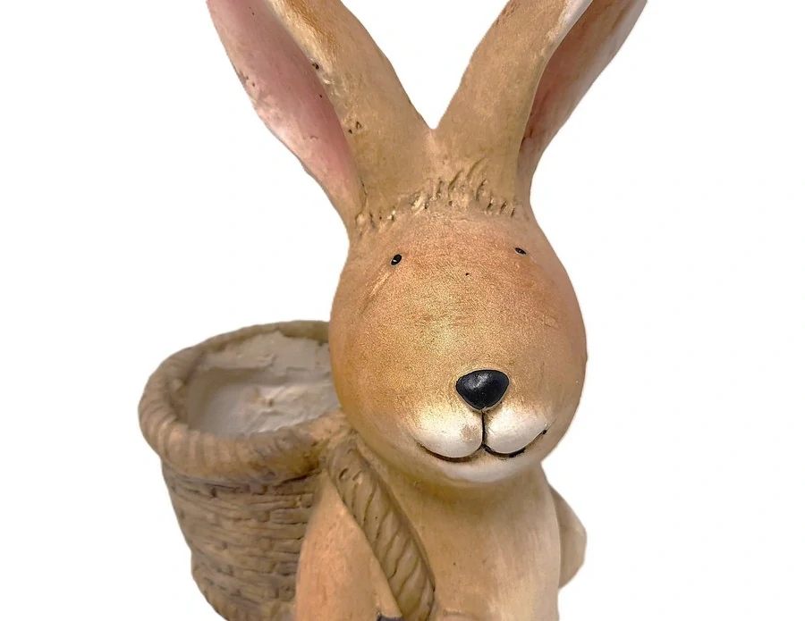 Dekorace Zajíček hnědý 45cm s nůší na zádech