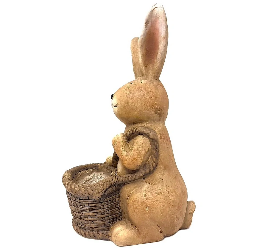Dekorace Velikonoční Zajíček hnědý 45cm s košíkem