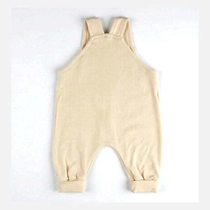 Dětské bavlněné kalhoty s laclem ecru vel.62