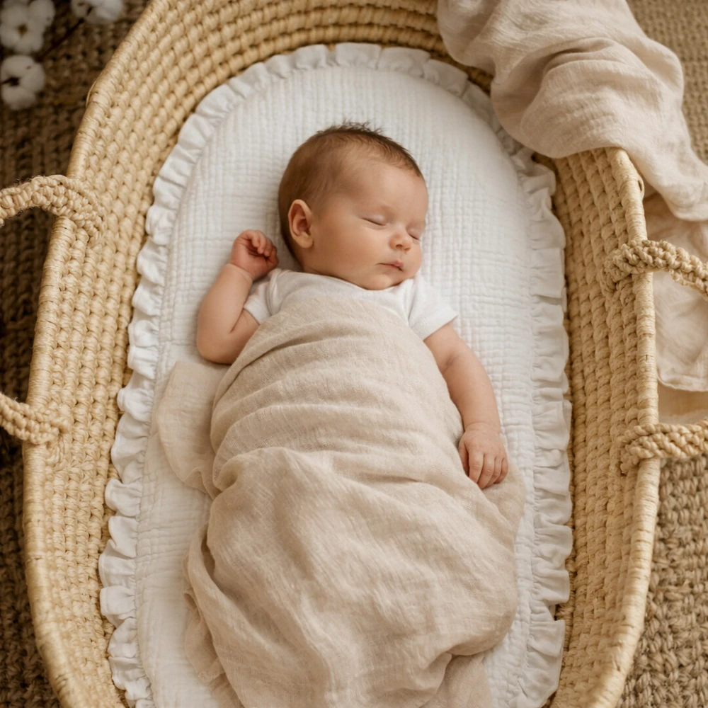 Bavlněná podložka proti pocení do hluboké korby kočárku Bimbidreams béžová