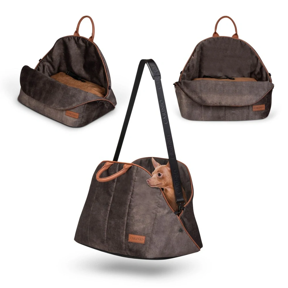 CARINIO AMIS 3v1 Wood - Pelíšek, přepravní taška, autosedačka pro zvířata