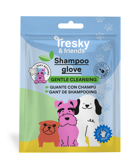 Šamponovací rukavice pro psy a kočky s vůní zeleného čaje