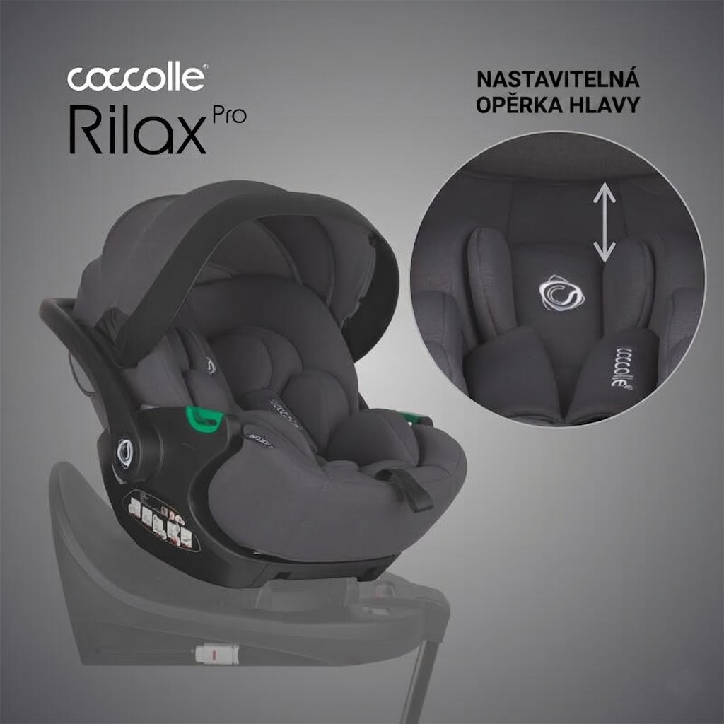 Polohovatelná autosedačka 0-13kg Coccolle Rilax Pro 2v1 i-Size System Greystone
