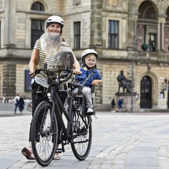 Přední dětská cyklosedačka Urban Iki Ta-ke + COMPACT adaptér (černá/hnědá)