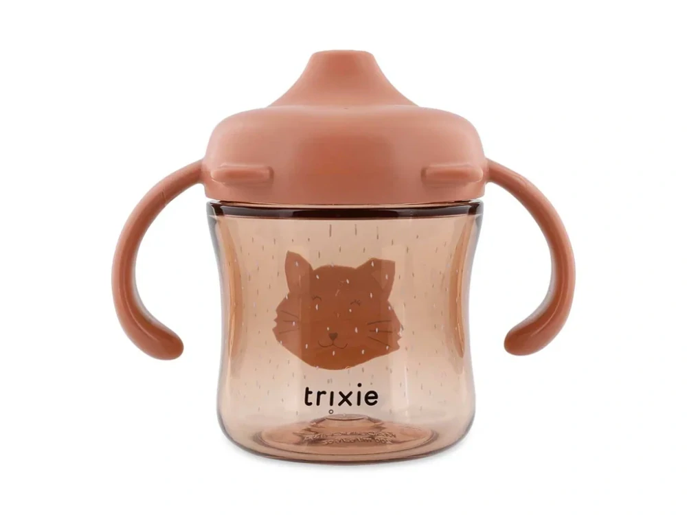 Dětský tritanový hrneček s pítkem Trixie Kočička (růžový)