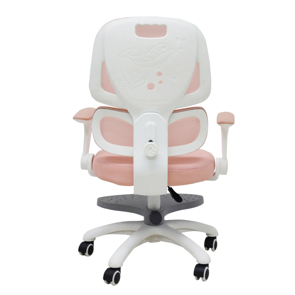 Dětská ergonomická otočná židle k psacímu stolu s podnožkou - růžová