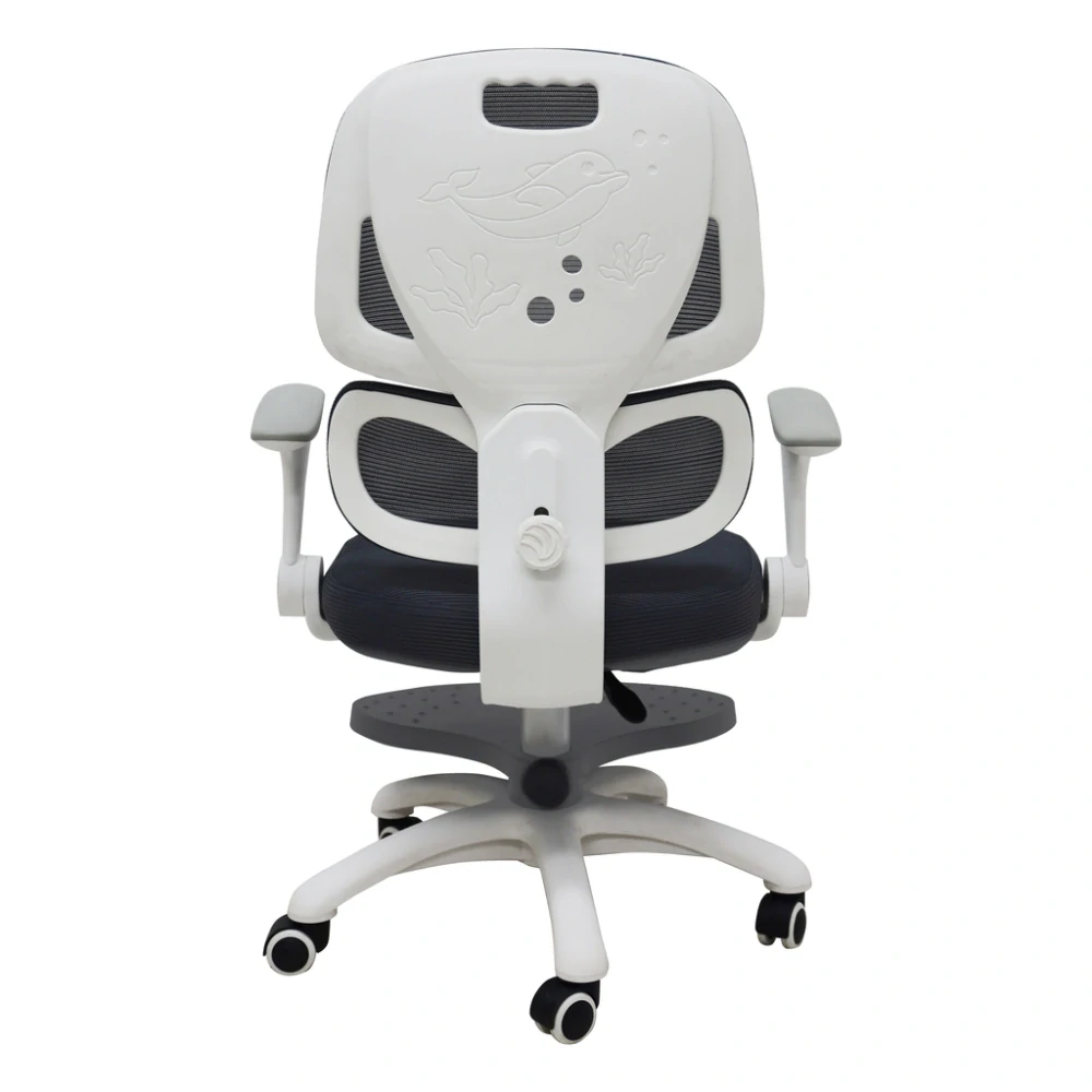 Dětská ergonomická otočná židle k psacímu stolu s podnožkou - šedá