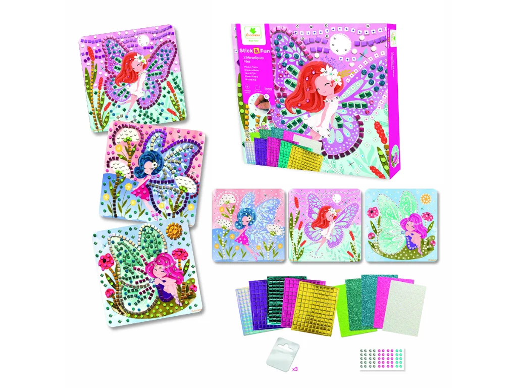 Sycomore Stick & Fun – Třpytivá samolepicí mozaika - Víly (od 5 let)