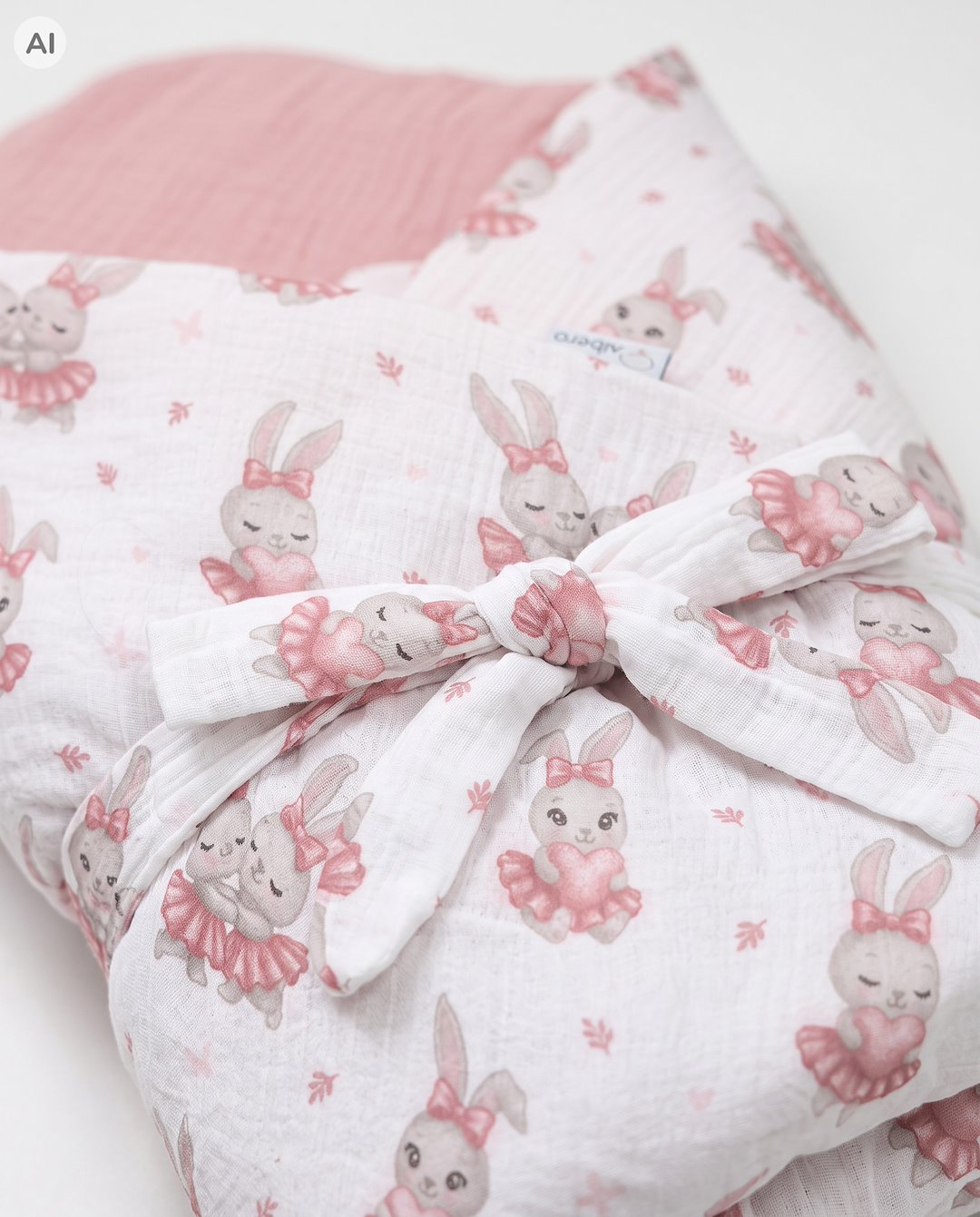Zavinovačka mušelínová Vintage Bunny Baby – Růžová