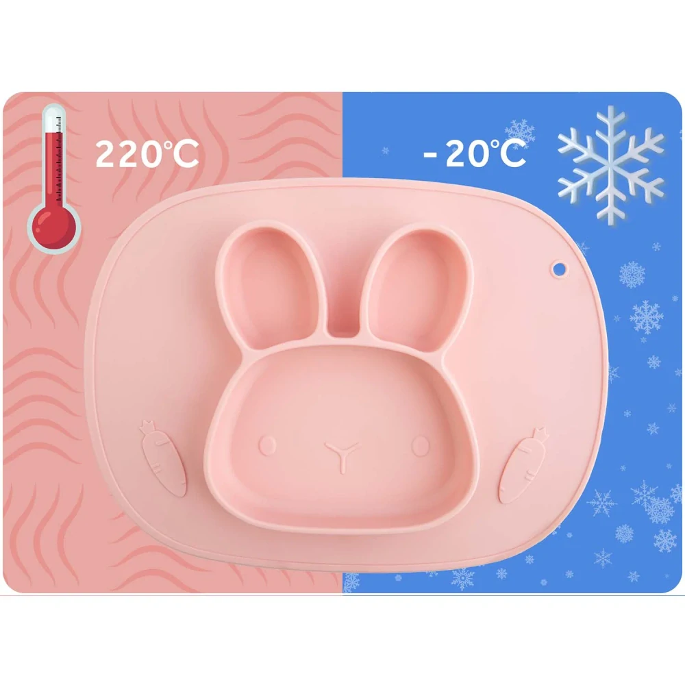 Silikonový dělený talířek 2v1 s víkem Králíček 